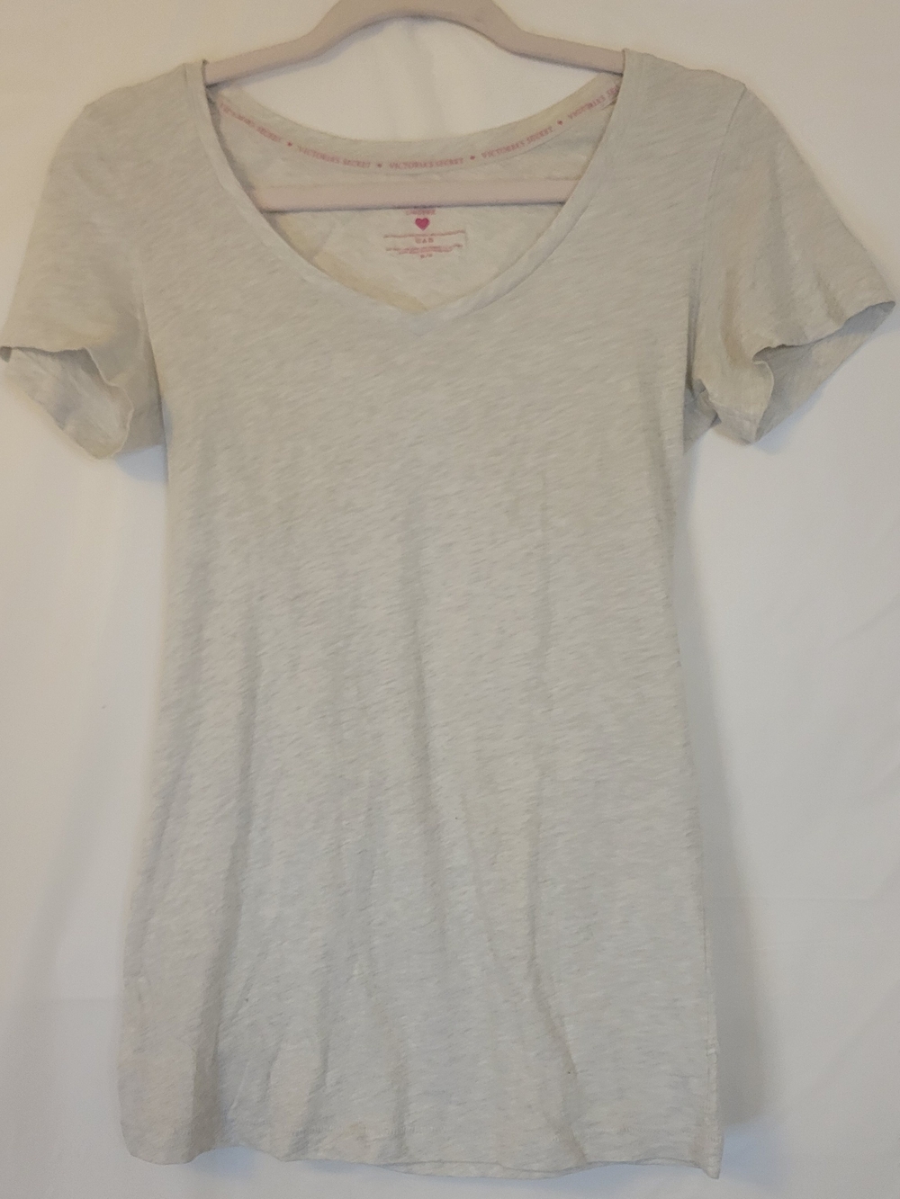 Victoria's Secret Light Gray V-Neck Short Sleeve Tee